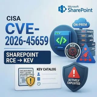 Microsoft SharePoint Server logo alongside a CISA warning about an actively exploited vulnerability