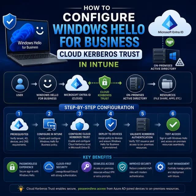 Windows Hello for Business Cloud Kerberos Trust configured through Microsoft Intune.