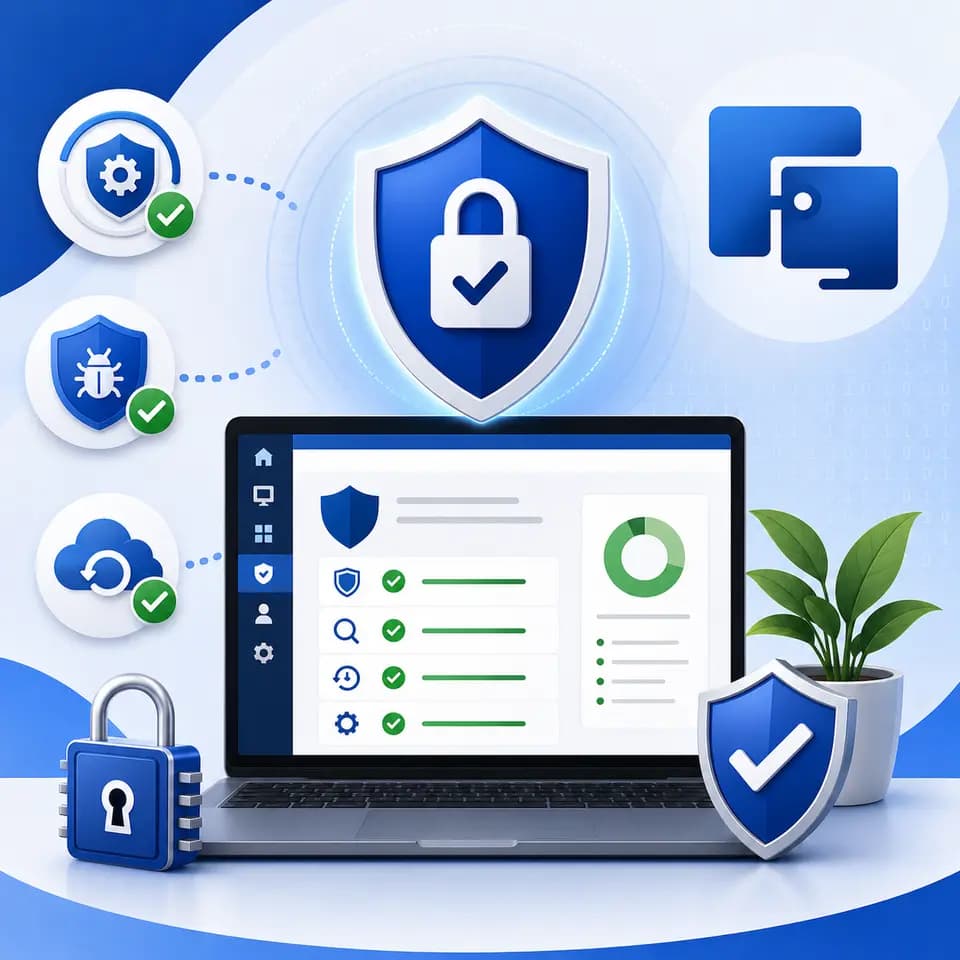 Advanced ransomware protection enabled through Microsoft Intune, with centralized security controls, threat detection.