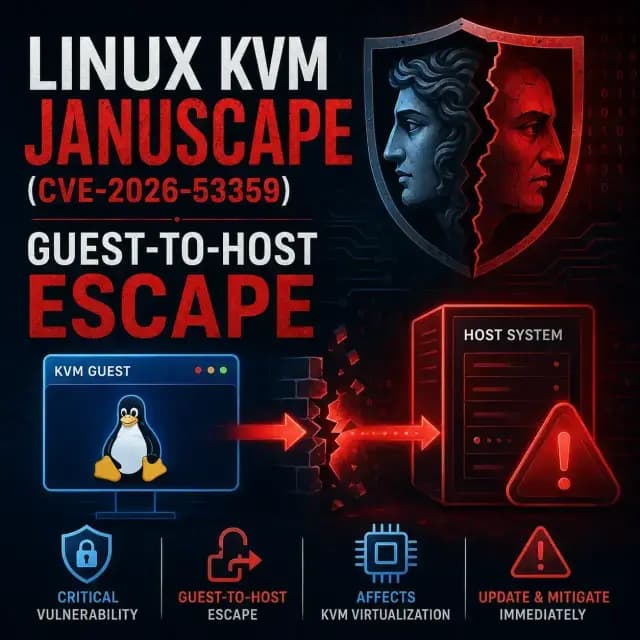 The Linux KVM Januscape vulnerability, CVE-2026-53359.