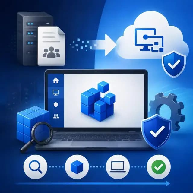 Registry key management and migration from on-premises Group Policy to Microsoft Intune, with a central laptop.