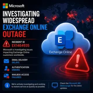 Microsoft 365 admin center incident notice on a laptop screen