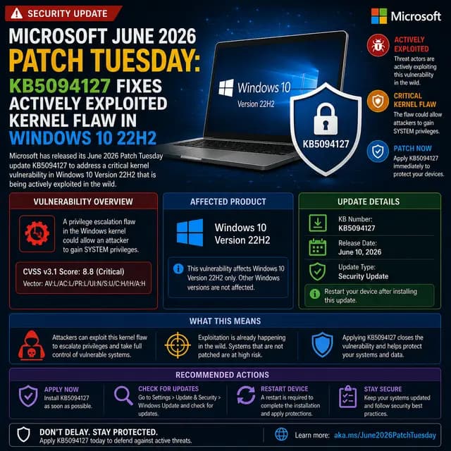 Microsoft’s June 2026 Patch Tuesday update KB5094127.