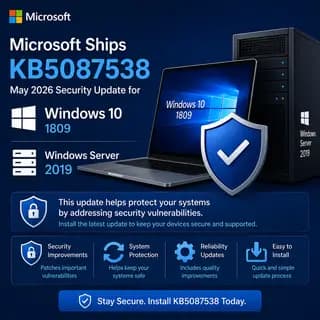 Windows Update screen showing KB5087538 security update installing
