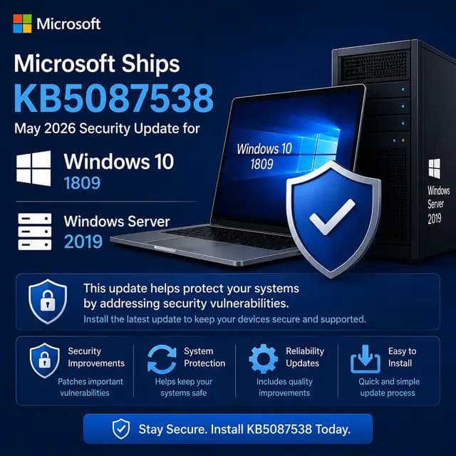 Windows Update screen showing KB5087538 security update installing