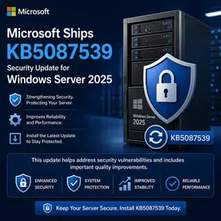 Windows Server 2025 update screen showing security patch installation