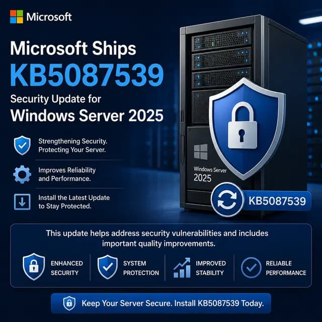Windows Server 2025 update screen showing security patch installation