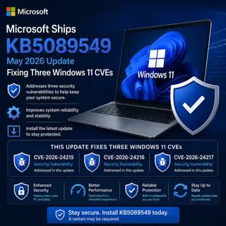 Windows 11 update history showing KB5089549 successfully installed