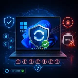 Microsoft update KB5093998 patching seven Windows 11 23H2 vulnerabilities, including an actively exploited kernel flaw.