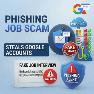Fake Google sign-in popup rendered inside a phishing page impersonating a brand recruiter
