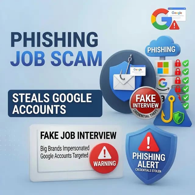 Fake Google sign-in popup rendered inside a phishing page impersonating a brand recruiter