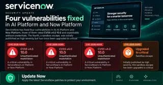 ServiceNow logo on a screen showing an enterprise workflow dashboard