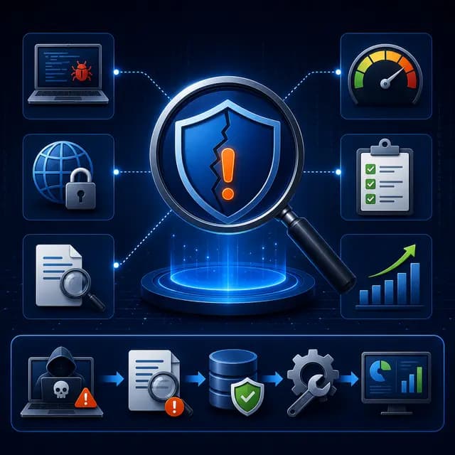 The CVE lifecycle, with a detected software vulnerability, risk assessment, global tracking, patching, mitigation.