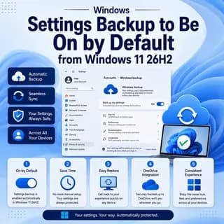 Windows 11 settings backup and restore configuration screen on a managed device