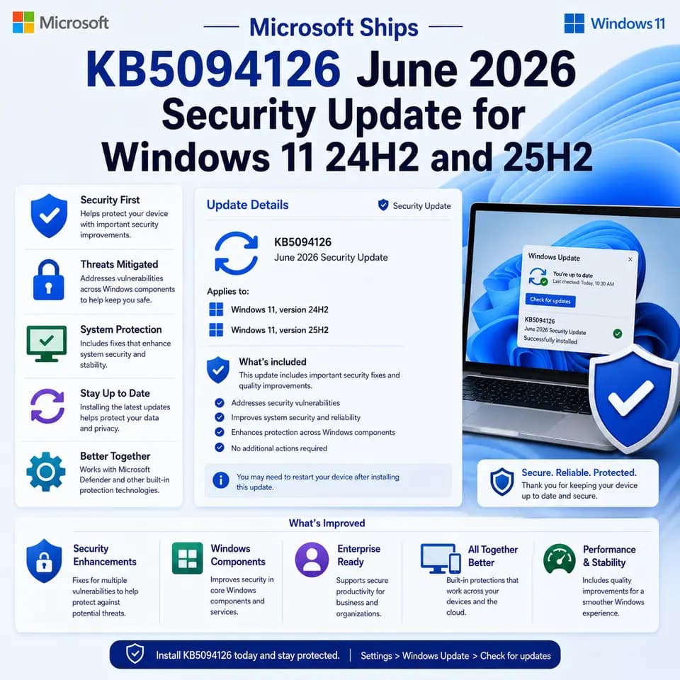 Windows 11 Settings showing Windows Update history with KB5094126 installed