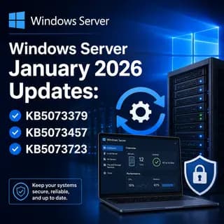 Windows Server update settings screen showing available cumulative updates