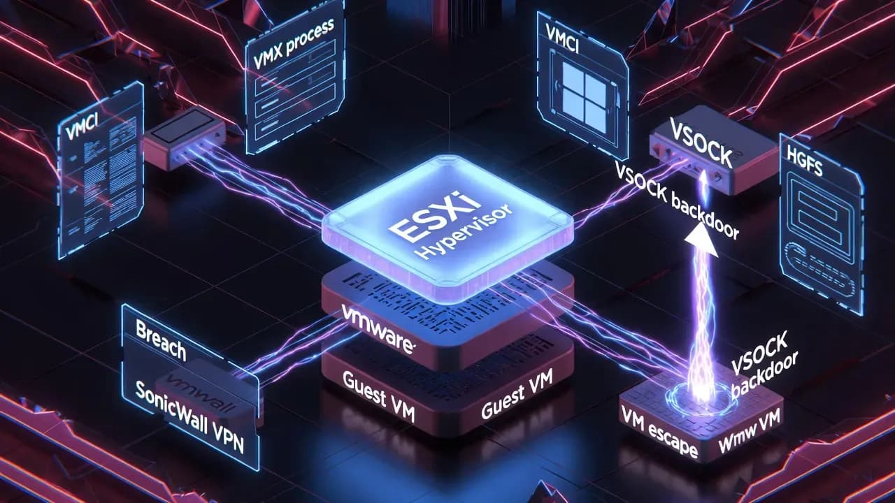 Chinese-Linked Hackers Exploit VMware ESXi Zero-Days for VM Escape After SonicWall VPN Access, Deploying a VSOCK Backdoor on Hypervisors