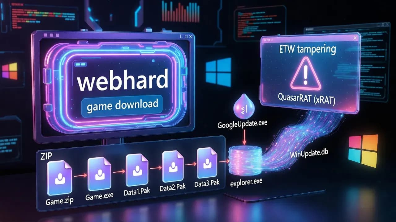 xRAT Malware Campaign in Korea Abuses Webhard Downloads and ETW Tampering to Hide QuasarRAT in Fake Game Installers