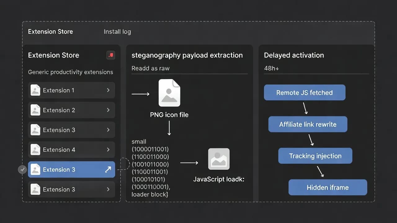 GhostPoster Malware Campaign: 17 Malicious Browser Extensions Hit Chrome, Edge, and Firefox With 840,000+ Installs