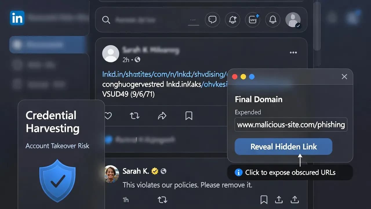 LinkedIn Comment Reply Phishing: Fake "Policy Violation" Replies Abuse Trust, Notifications, and lnkd.in Links