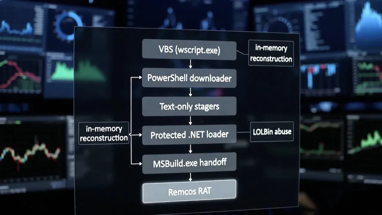 SHADOW#REACTOR Remcos RAT Malware Campaign Abuses Text-Only Stagers and MSBuild.exe for Stealthy Remote Access