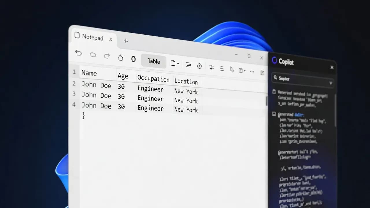Windows 11 Notepad Gets "Create a Table" for Markdown Tables, Plus Streaming Results for AI Text Actions