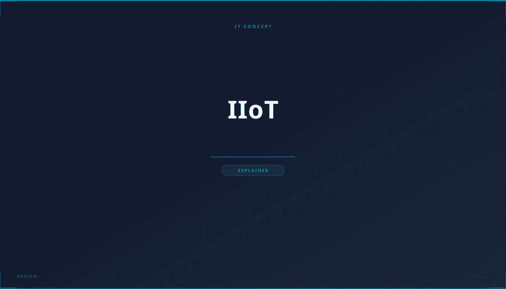 Industrial IoT visualization showing connected manufacturing equipment with data analytics