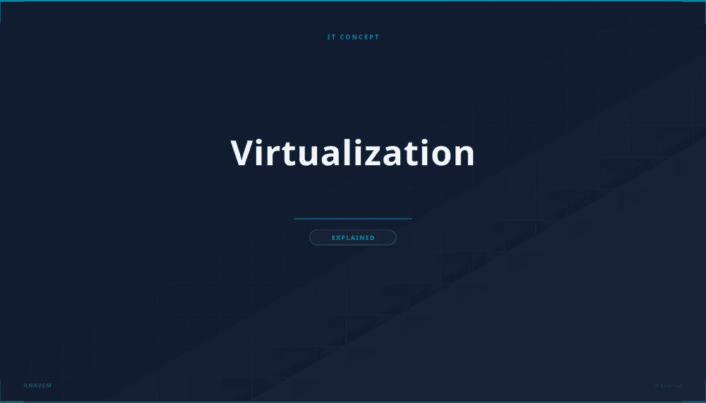 Digital visualization representing virtualization technology with virtual machines and physical hardware