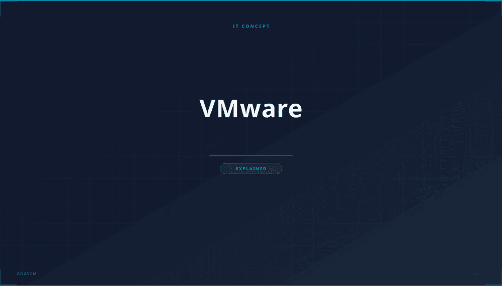 Data center visualization showing VMware virtualization with virtual machines above physical servers