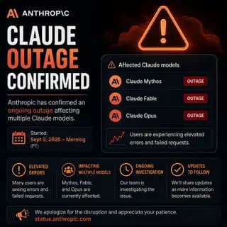 Claude error message displayed after a failed request during the outage