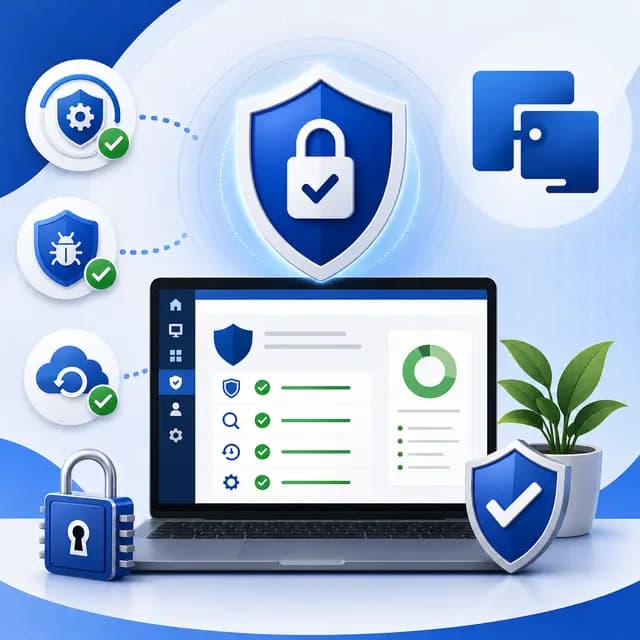 Advanced ransomware protection enabled through Microsoft Intune, with centralized security controls, threat detection.