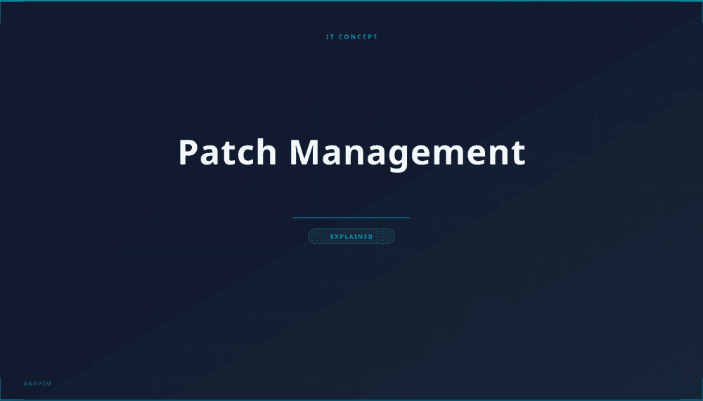 Network diagram showing patch management system updating multiple connected devices with security shields