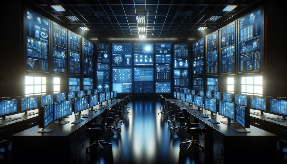 Cybersecurity analysts monitoring network threats in government operations center