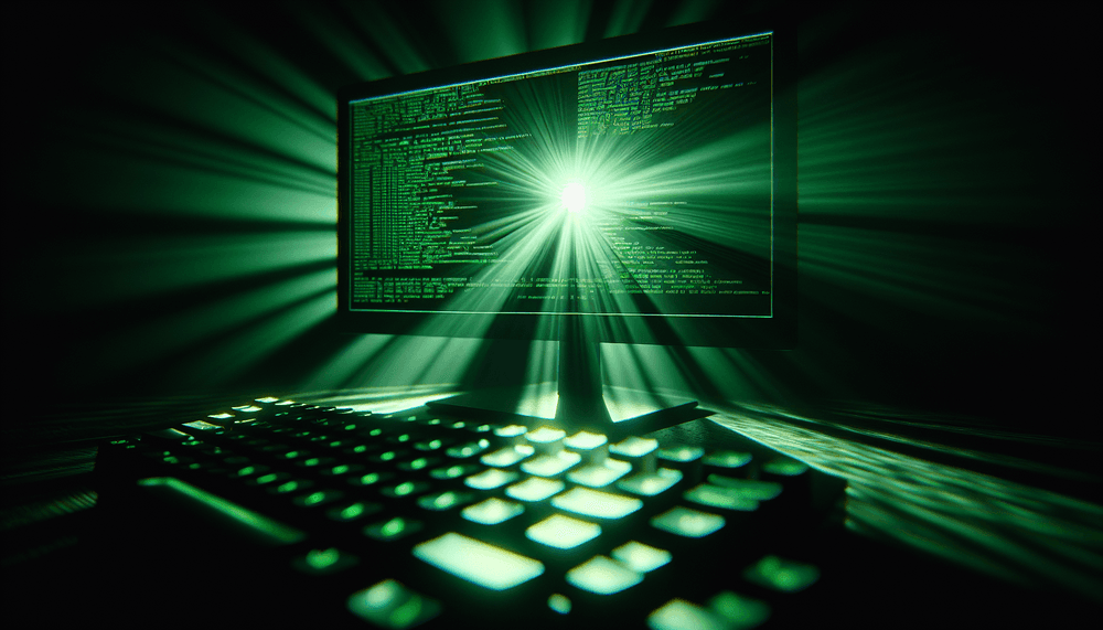 Dark computer terminal window with green text displayed on monitor screen