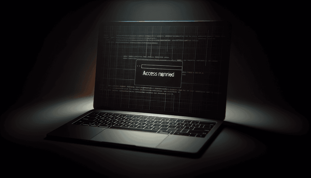 Samsung laptop displaying access denied error on dark screen