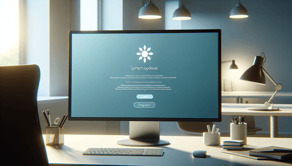 Windows 11 computer screen showing system update notification interface