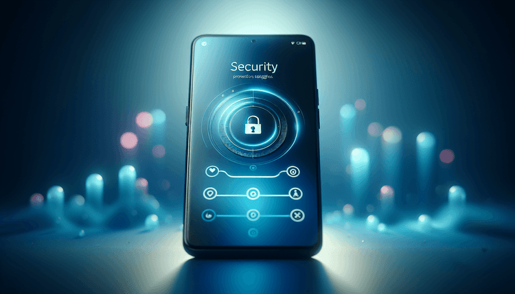 Android smartphone displaying security settings with protection mode interface