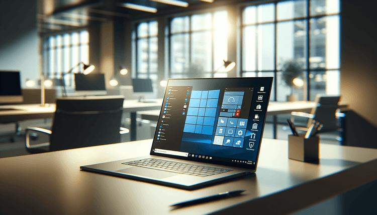 Modern Windows laptop displaying multiple productivity utility windows on desktop