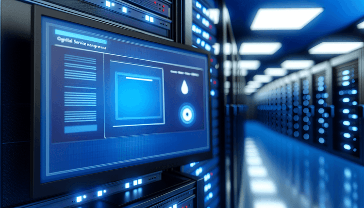Windows Services management console displaying service status and error indicators on server monitoring dashboard