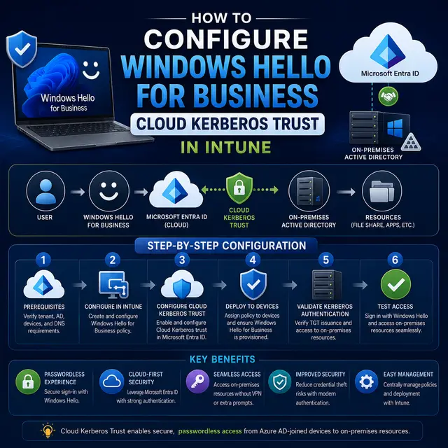 Windows Hello for Business Cloud Kerberos Trust configured through Microsoft Intune.