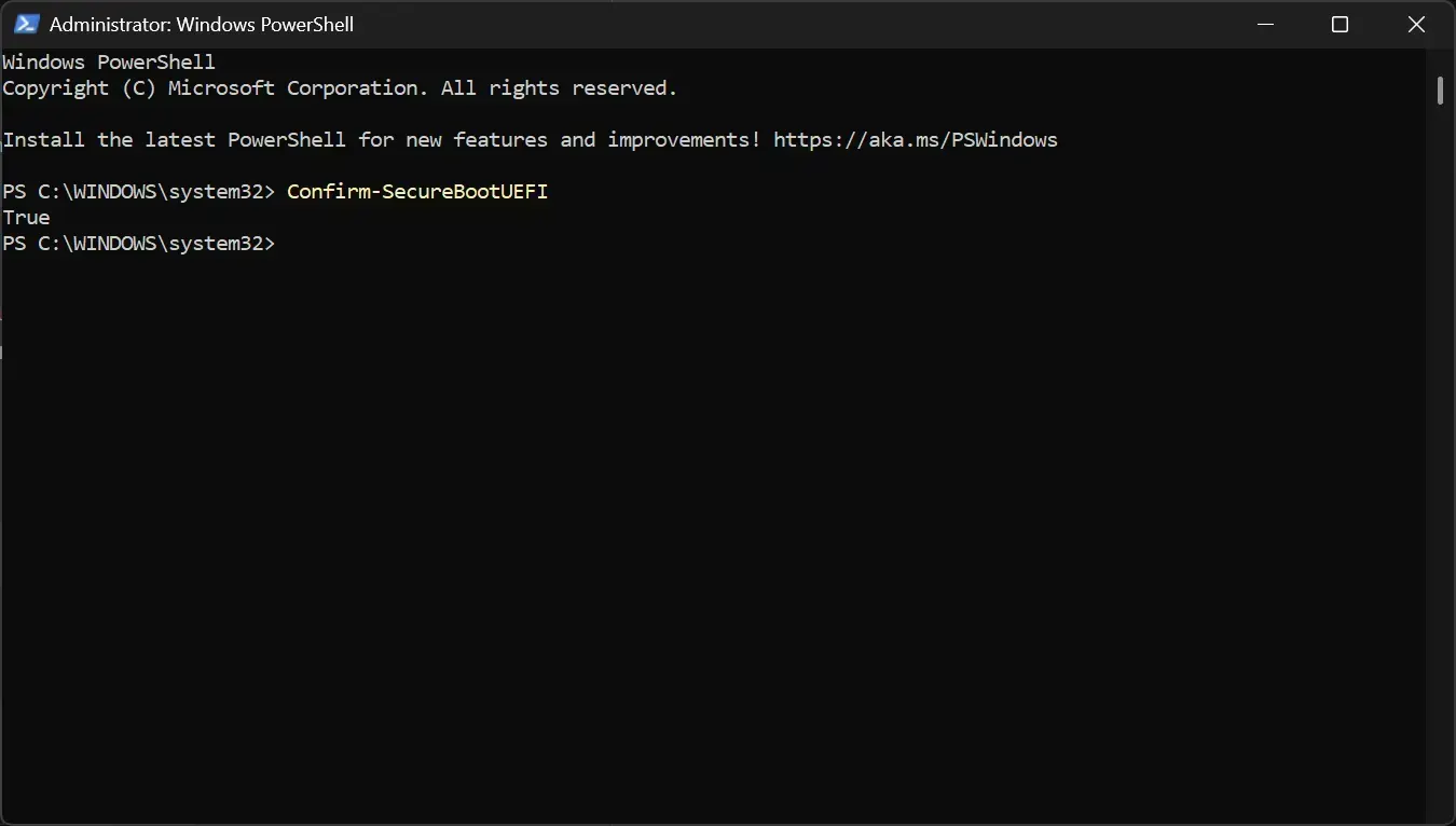 PowerShell returning True for Confirm-SecureBootUEFI