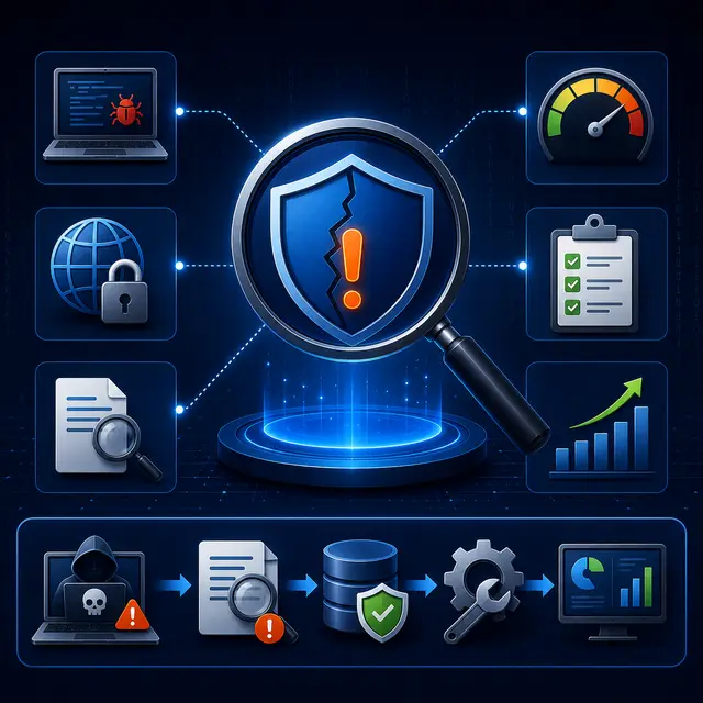 The CVE lifecycle, with a detected software vulnerability, risk assessment, global tracking, patching, mitigation.