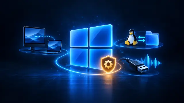 Windows 11 KB5129195 emergency update with Remote Desktop, Linux folder sharing, and USB audio repair.